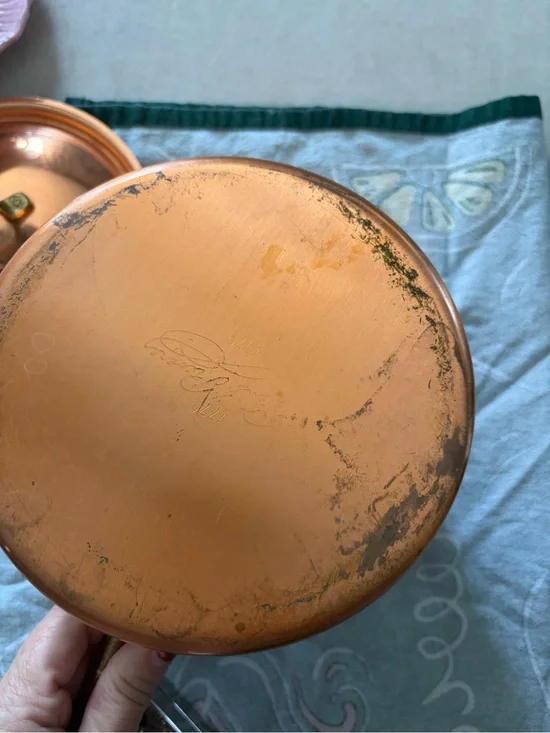 Vintage Paul Revered Copper-Finish Saucepan with Lid and Long Handle